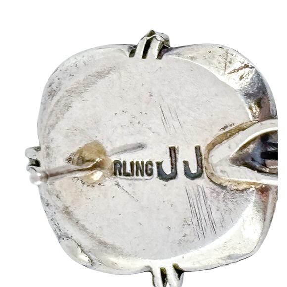 JJ Signed Sterling Silver 925 Single Earring | Southwest Turquoise Coral Onyx - Picture 5 of 8